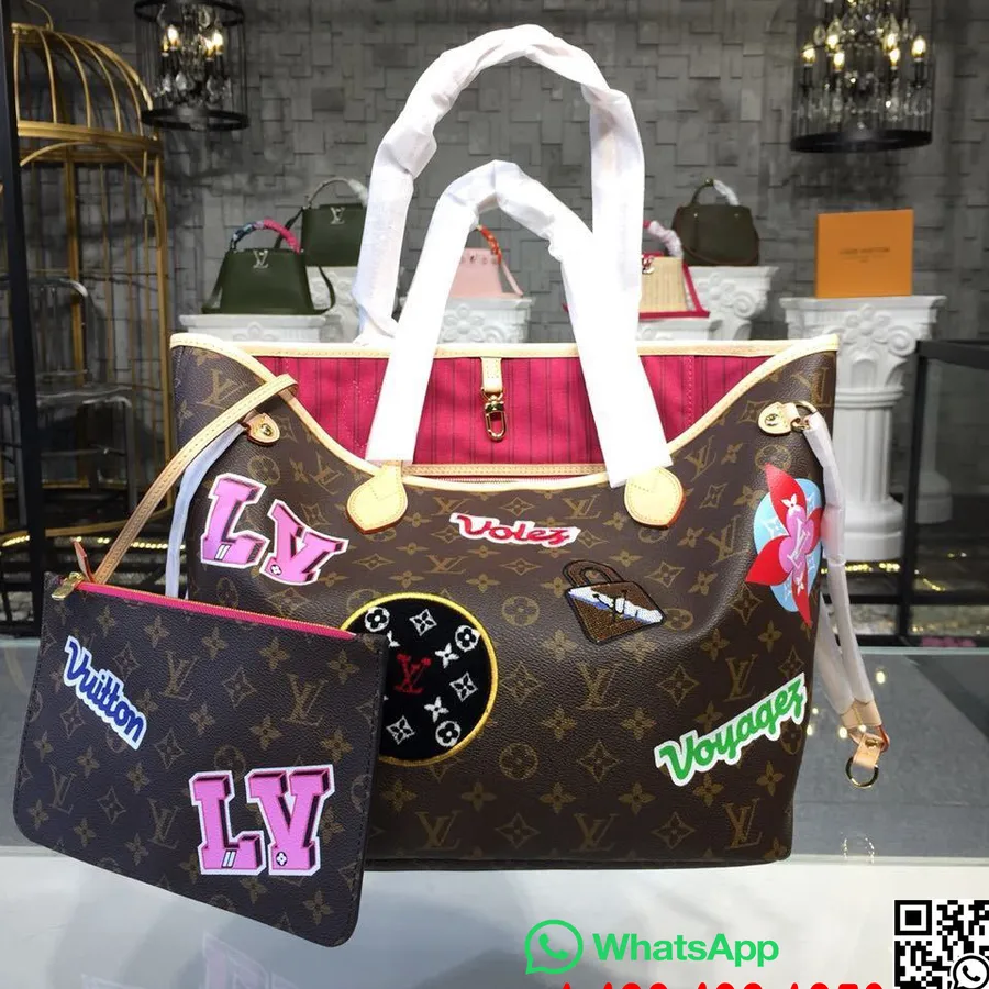 Louis Vuitton Neverfull Mm 32 Cm Monogram Lerret Høst/vinter 2018 Kolleksjon M43988, Rød