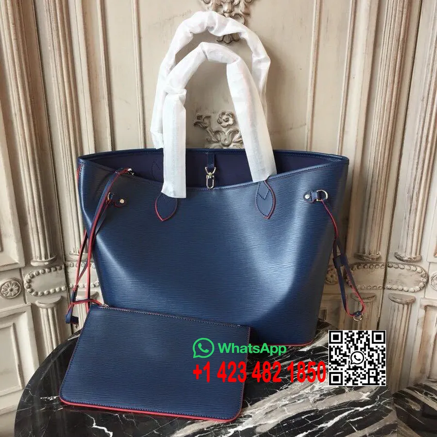 Louis Vuitton Neverfull Mm 32cm Epi Canvas колекция есен/зима 2018 M54185, тъмносин