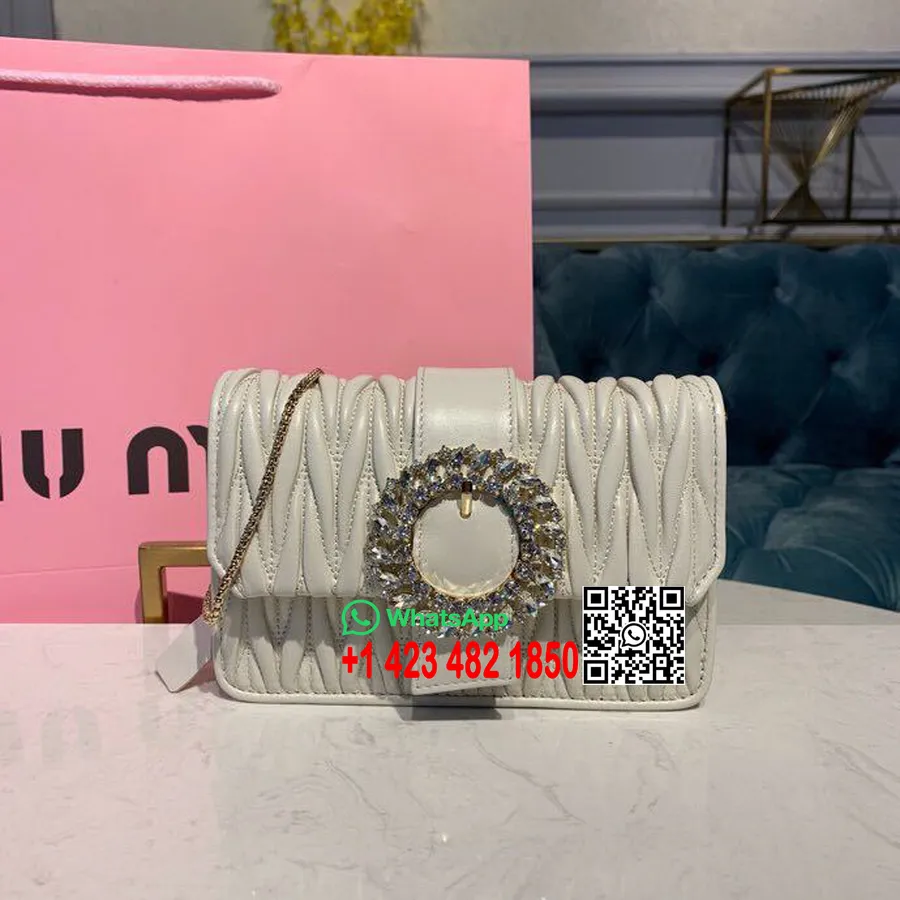 Miu Miu My Miu Matelasse Wallet On A Chain Shoulder Bag 5BH095 Nappa Calfskin Leather Spring/Summer 2019 Collection, White