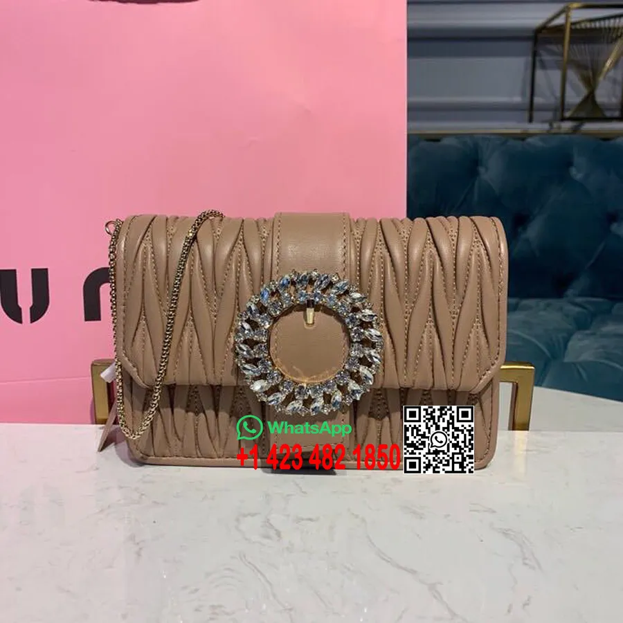 Miu Miu My Miu Matelasse Wallet On A Chain Shoulder Bag 5BH095 Nappa Calfskin Leather Spring/Summer 2019 Collection, Beige