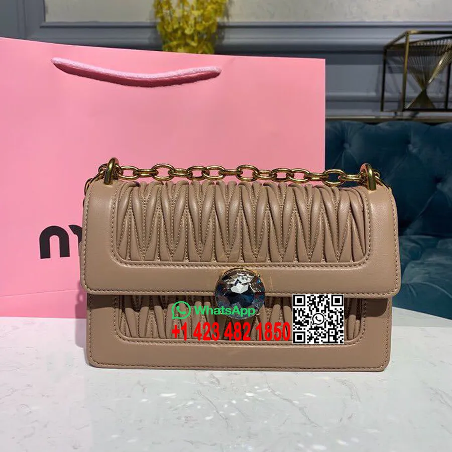 کیف ماتلاس یک نفره Miu Miu 24cm 5bd130 چرم گوساله ناپا مجموعه بهار/تابستان 2019، بژ