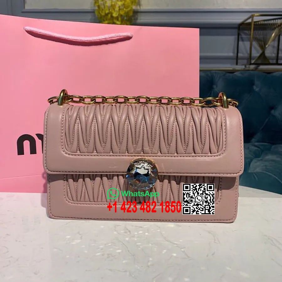 Miu Miu Solitaire Matelasse Sac 24cm 5bd130 Cuir De Veau Nappa Collection Printemps/été 2019, Rose Clair