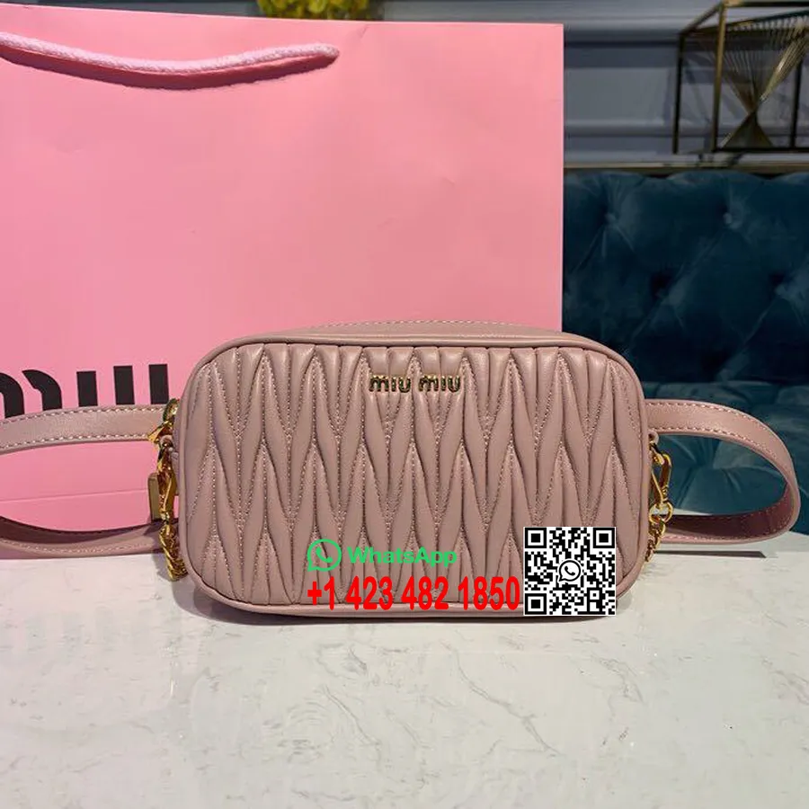 Miu Miu Matelasse Belt Fanny Pack Sac Banane 5zh029 Cuir De Veau Nappa Collection Printemps/été 2019, Rose Clair