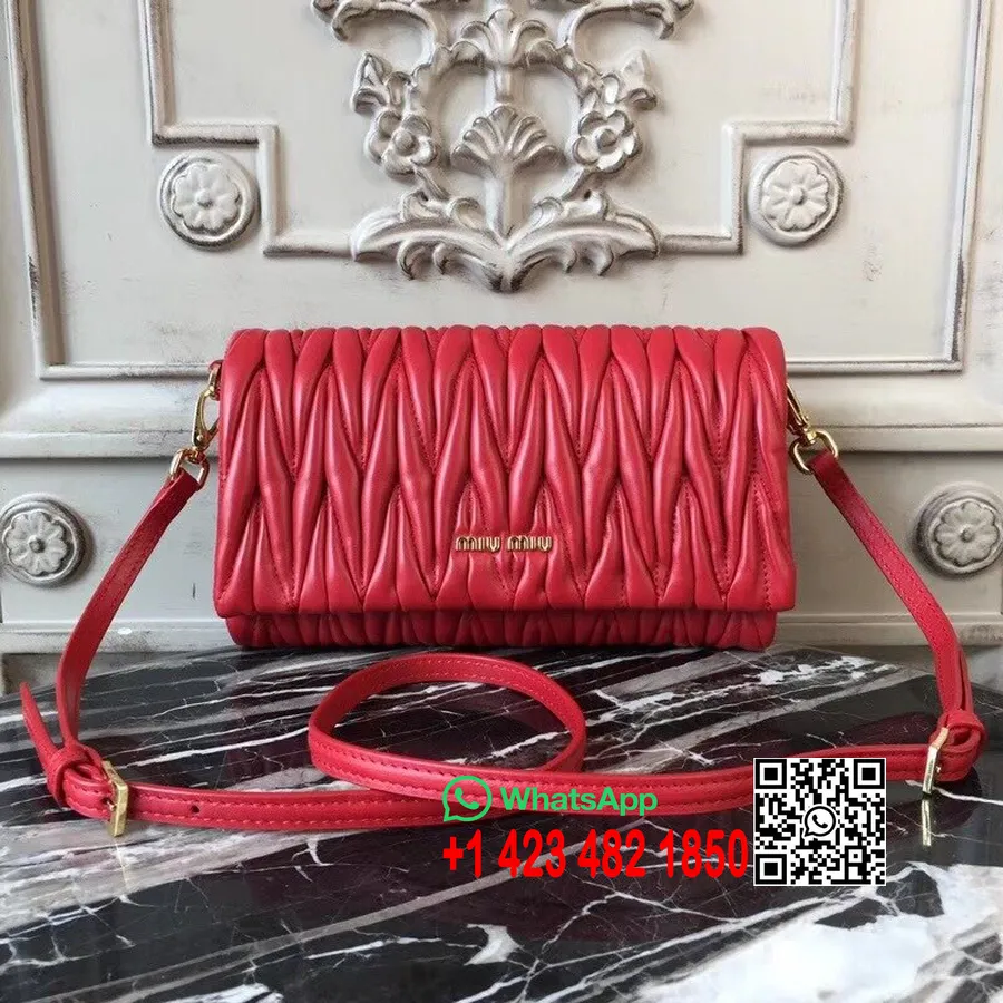 Miu Miu Matelasse Shoulder Bag 5BH080 Nappa Calfskin Leather Spring/Summer 2018 Collection Red