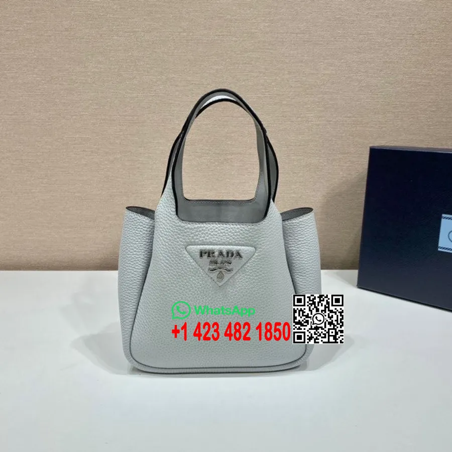 Prada Tote Bag 18cm 1BA349 Calfskin Leather Spring/Summer 2022 Collection, Light Blue