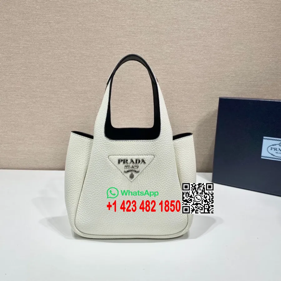 Tas Tote Prada 18cm 1ba349 Kulit Anak Sapi Koleksi Musim Semi/musim Panas 2022, Putih