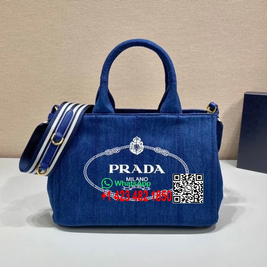 Tas Tote Kanvas Prada 28cm 1bg439 Koleksi Musim Semi/musim Panas 2022, Biru