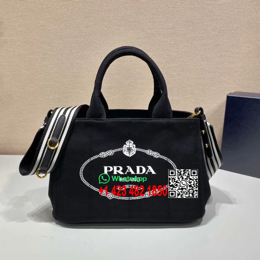 Prada Canvas-Einkaufstasche 28 Cm 1bg439 Frühjahr/sommer-kollektion 2022, Schwarz