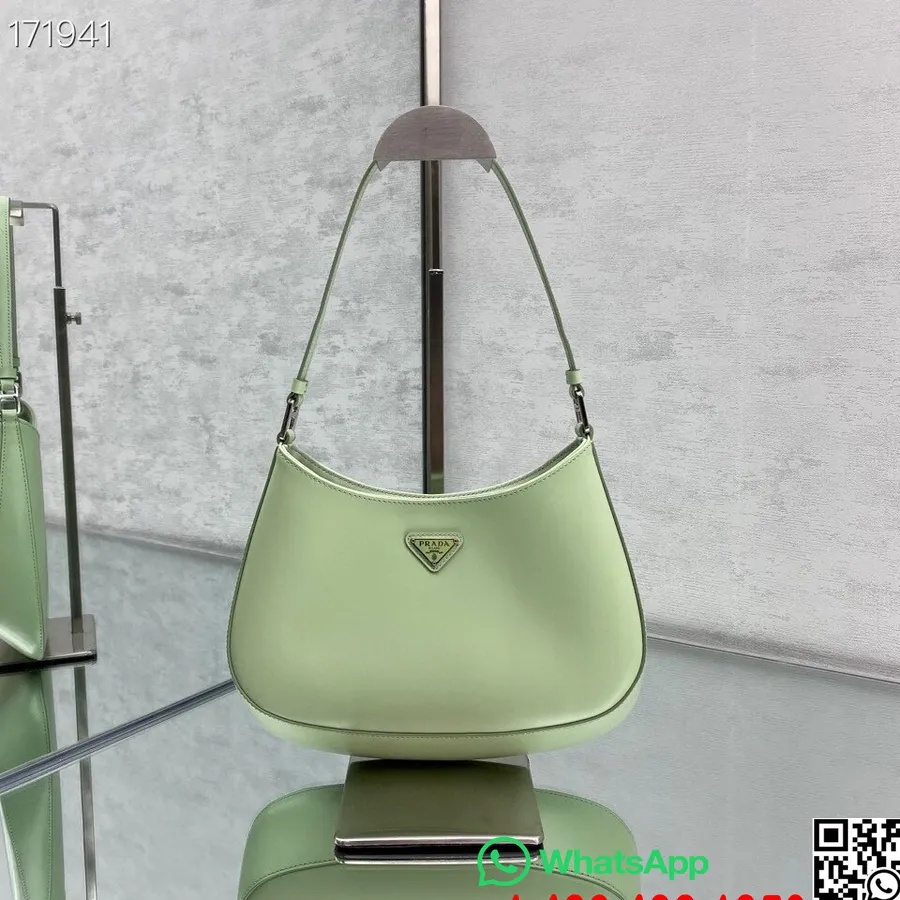 Bolsa Prada Hobo 28cm 6100 Couro De Bezerro Coleção Cruise 2021, Verde Limão