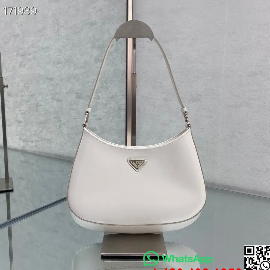 Tas Prada Hobo 28cm 6100 Calfskin Leather Cruise Koleksi 2021, Putih