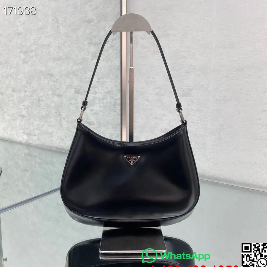 Tas Prada Hobo 28cm 6100 Calfskin Leather Cruise Koleksi 2021, Hitam