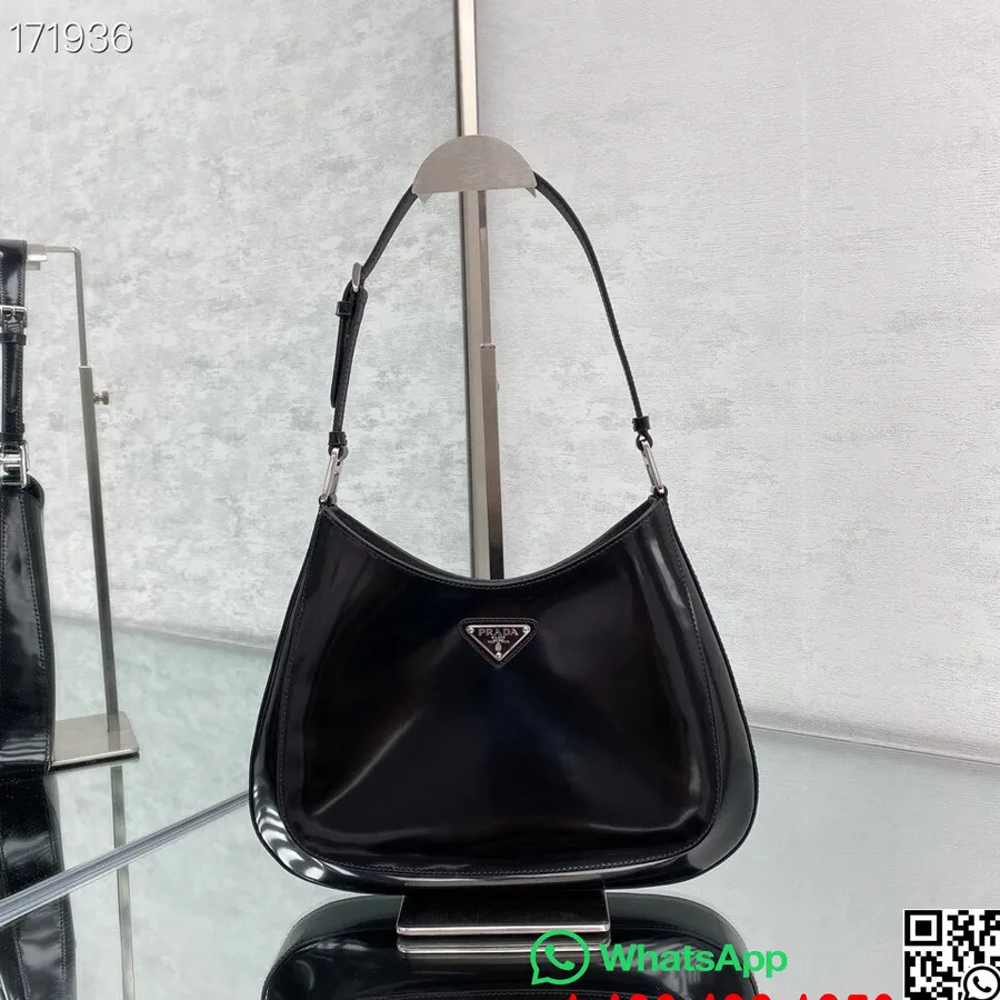 Prada Hobo Laukku 30cm 6100 Vasikkanahkainen Nahkaristeily 2021 Kokoelma, Musta