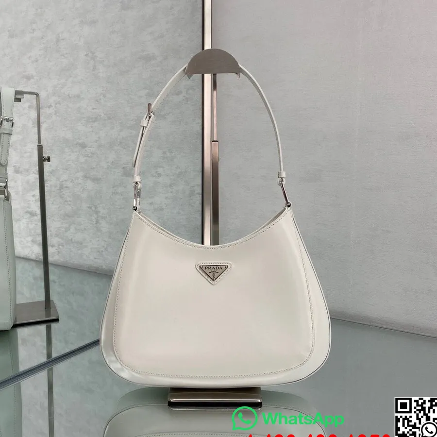 Prada Hobo Bag 30cm 6100 Kalvskinn Läder Cruise 2021 Kollektion, Vit