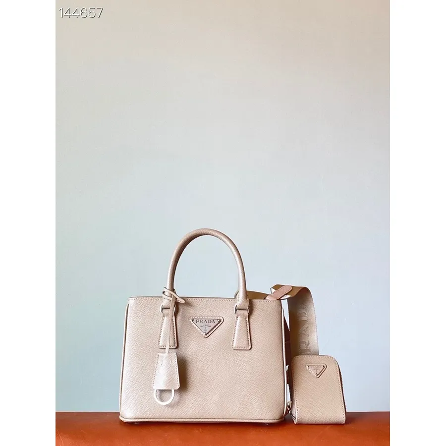 Prada Galleria Mini Kabelka 22 Cm Saffiano Koža, Svetloružová