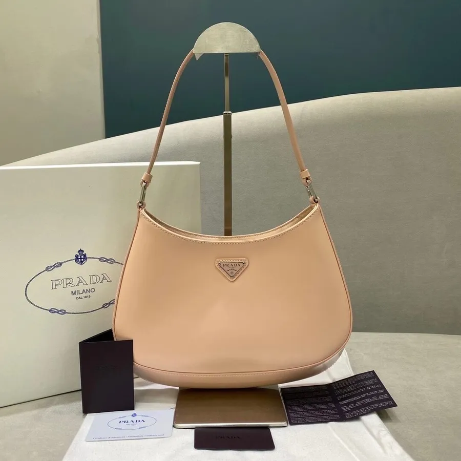 Geanta Prada Hobo 28cm 1bd311 Piele De Vitel Colectia Cruise 2021, Roz Deschis