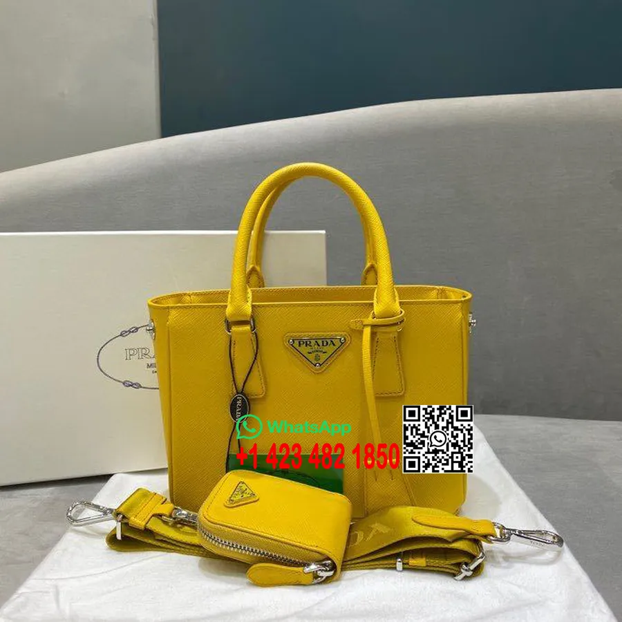 Sac Cabas Prada Galleria 22cm 66414 Cuir Saffiano Collection Printemps/été 2020, Jaune