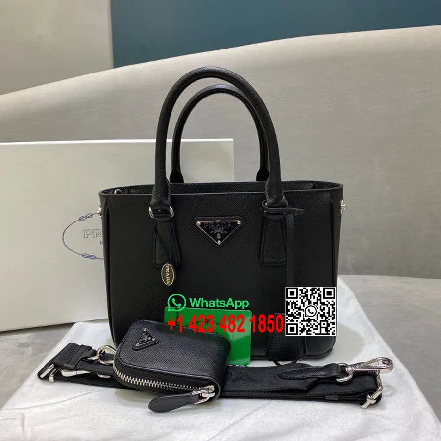 Sac Cabas Prada Galleria 22cm 66414 Cuir Saffiano Collection Printemps/été 2020, Noir