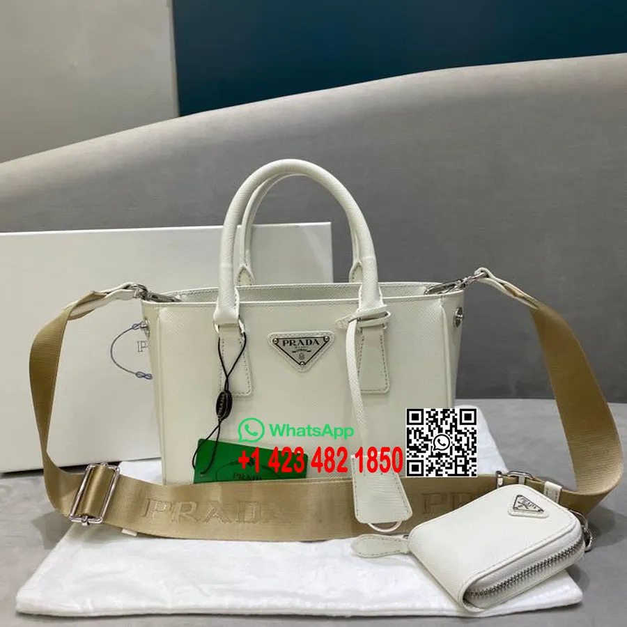 Sac Cabas Prada Galleria 22cm 66414 Cuir Saffiano Collection Printemps/été 2020, Blanc