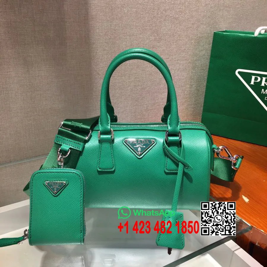 Prada Boston Väska 20cm 1ba846 Saffiano Läder Vår/sommar 2020 Kollektion, Grön