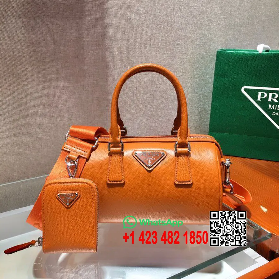 Prada Boston Väska 20cm 1ba846 Saffiano Läder Vår/sommar 2020 Kollektion, Orange