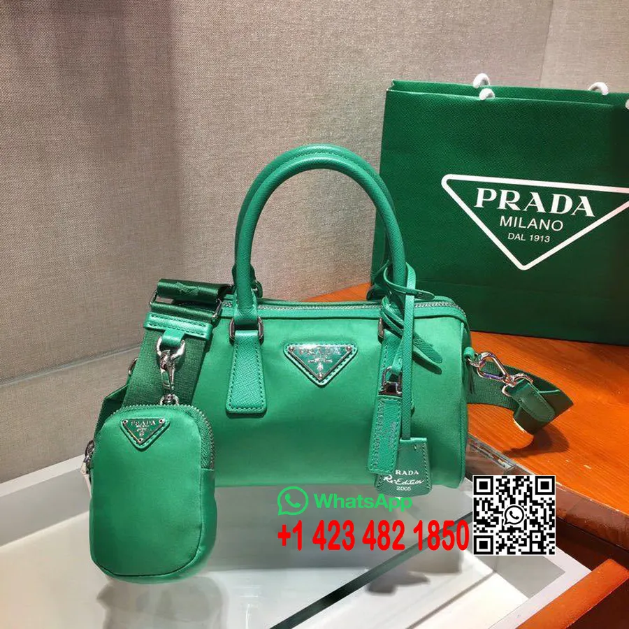 Prada Nylon Boston Taske 20cm 1ba846 Forår/sommer 2020 Kollektion, Grøn