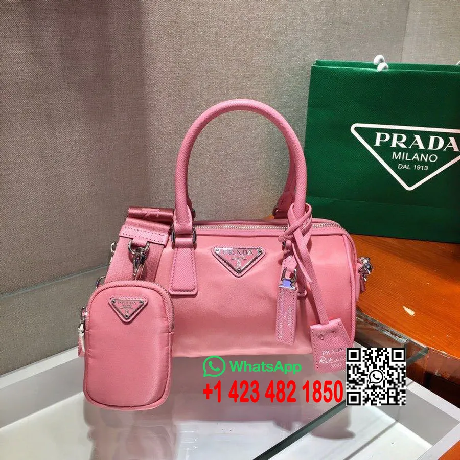 Prada Nylon Boston Bag 20cm 1ba846 Vår/sommer 2020 Kolleksjon, Rosa