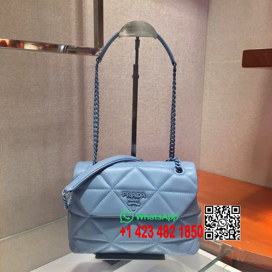 Sac Bandoulière Prada Spectrum 25cm 1bd232 Cuir Nappa Collection Printemps/été 2020, Bleu Clair