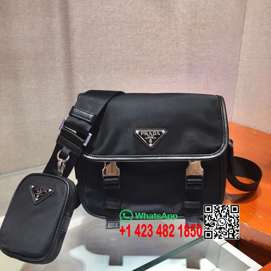 Prada Kamera Naylon çapraz Askılı çanta 25cm 2vd034 İlkbahar/Yaz 2020 Koleksiyonu, Siyah