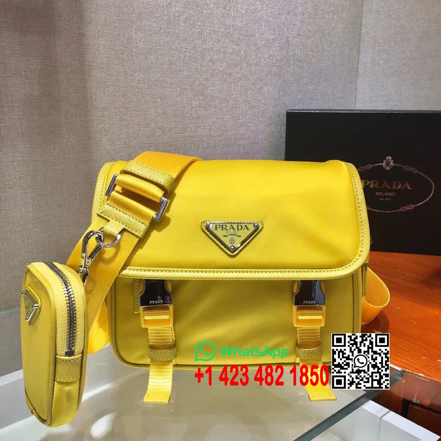 Tas Selempang Nilon Kamera Prada 25cm 2vd034 Koleksi Musim Semi/musim Panas 2020, Kuning