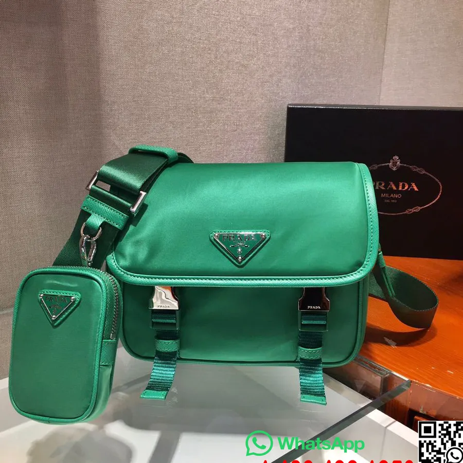 Prada Kamera Naylon çapraz Askılı çanta 25cm 2vd034 İlkbahar/Yaz 2020 Koleksiyonu, Yeşil