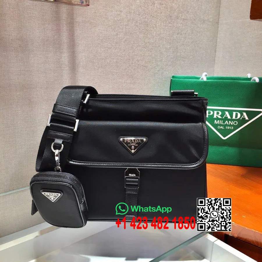 Tas Selempang Nilon Kamera Prada 25cm 2vh110 Koleksi Musim Semi/musim Panas 2020, Hitam