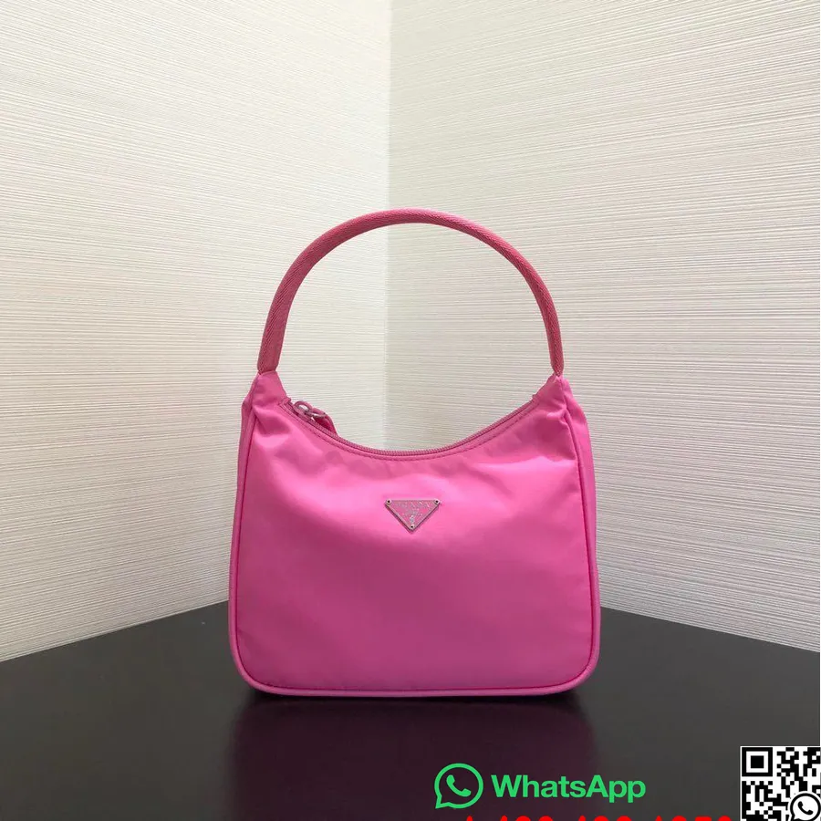 Tas Hobo Nilon Edisi Ulang Prada Koleksi Musim Semi/musim Panas 24cm 2020, Hot Pink