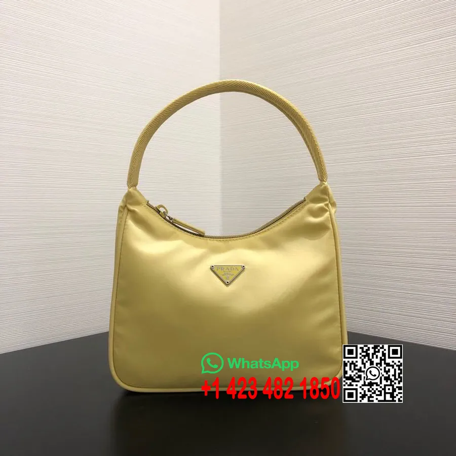 Sac Hobo En Nylon Réédition Prada 24 Cm Collection Printemps/été 2020, Jaune