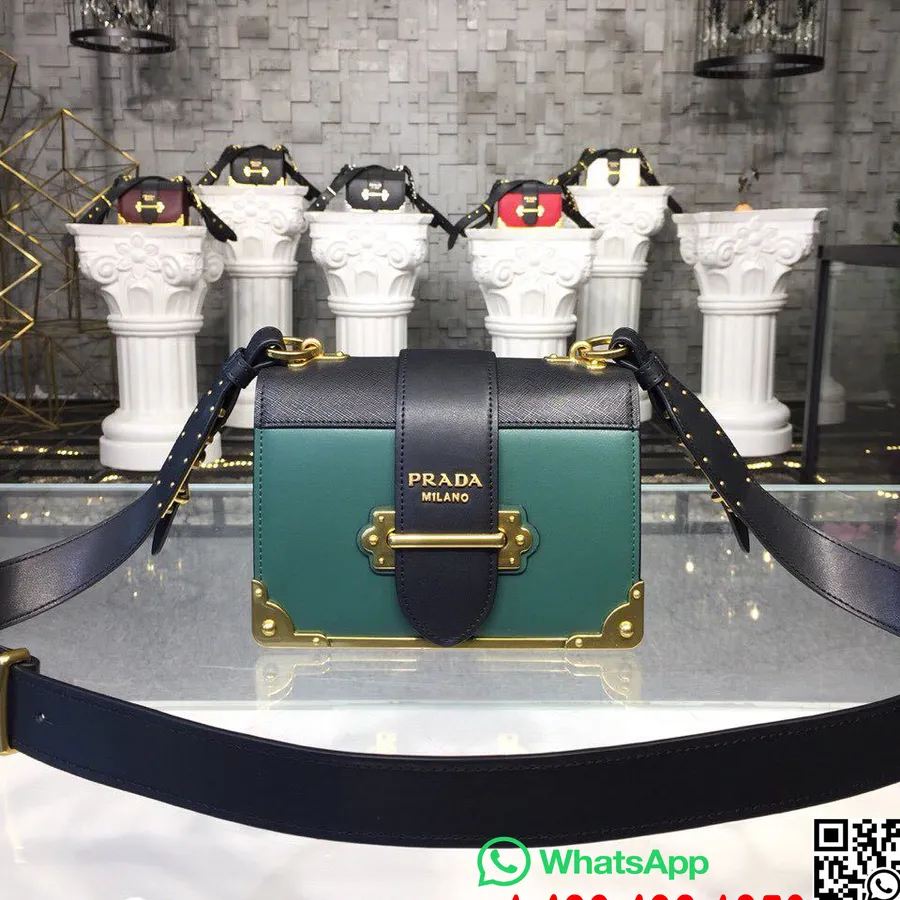 Prada Cahier épaule 20cm Sac 1bh018 Collection Printemps/été 2019, Vert/noir