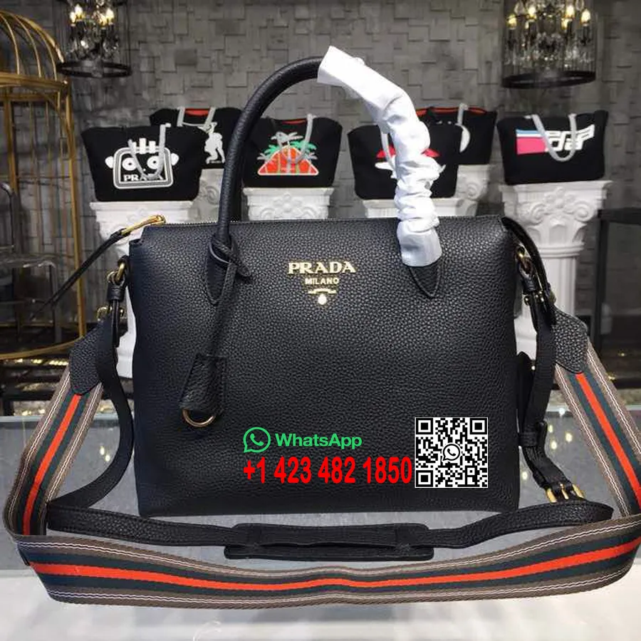 Bolsa Prada Daino 31cm 1ba157 Couro De Bezerro Coleção Primavera/verão 2018 Preto