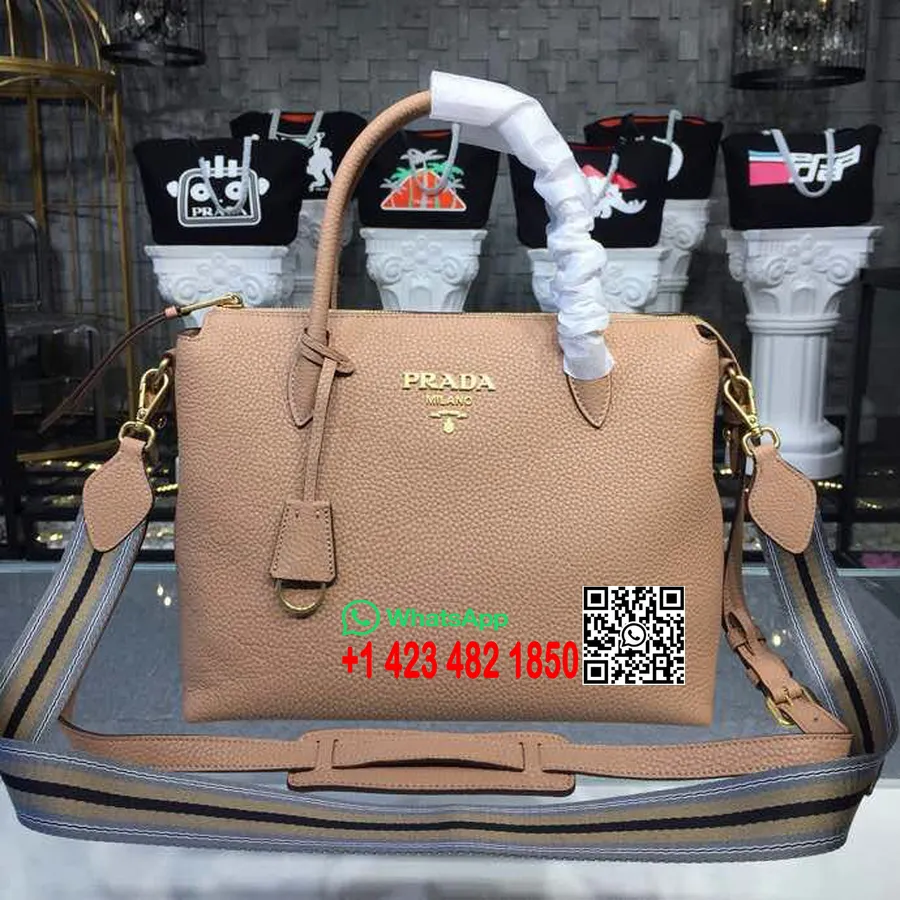 Tas Tote Prada Daino 31Cm 1ba157 Kulit Anak Sapi Koleksi Musim Semi/Musim Panas 2018 Krem