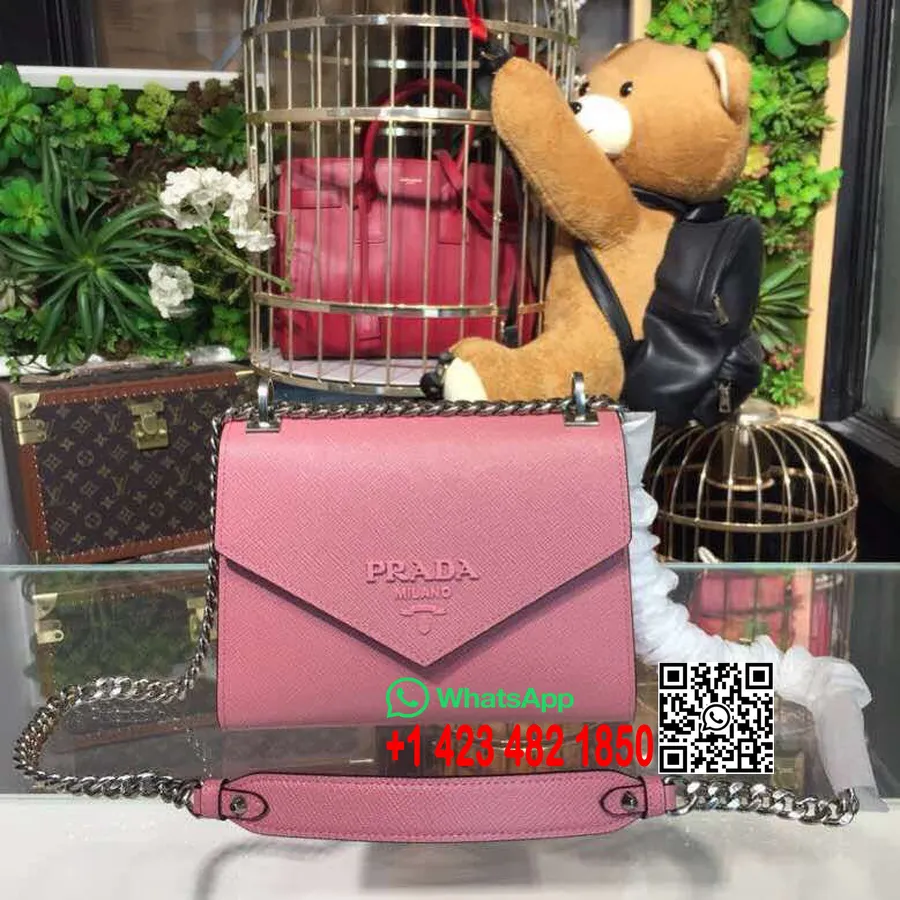 Bolsa Prada Monocromática Saffiano 1bd127 Couro De Bezerro Coleção Primavera/verão 2018 Rosa