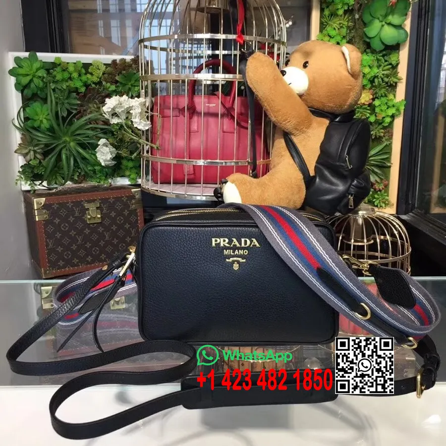 Prada Saffiano Mini Zip Crossbody Bag 1bh082 Kulit Anak Sapi Koleksi Musim Semi/musim Panas 2018 Hitam