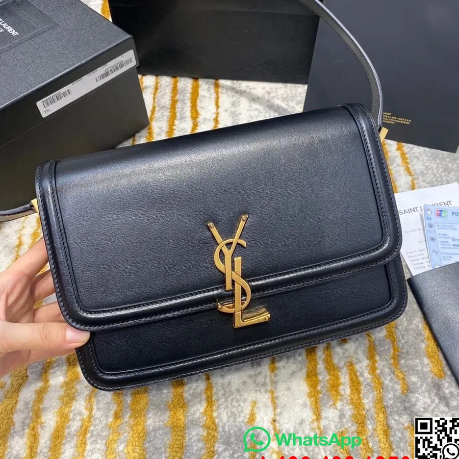 Ysl Saint Laurent Solférino Sac Bandoulière 24 Cm Cuir De Veau Box, Noir