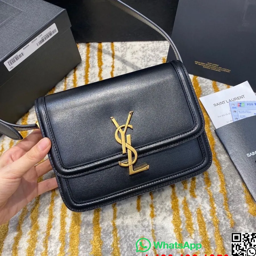 Ysl Saint Laurent Sac Bandoulière Solferino Satchel 20cm Cuir De Veau Box, Noir