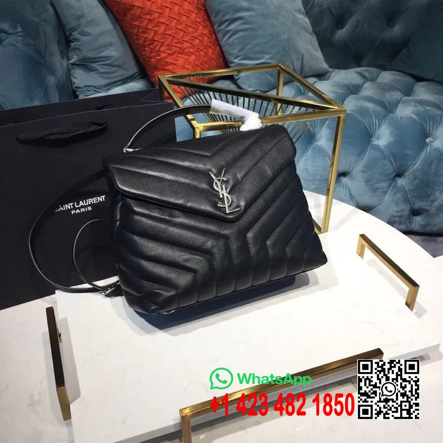 Saint Laurent Sac Bandoulière Ysl Monogram College 25cm Cuir De Veau Matériel Argenté Collection Printemps/été 2019, Noir