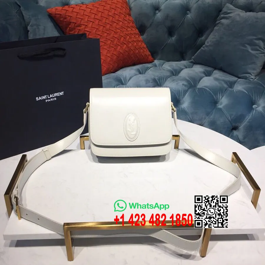 Saint Laurent Sac Selle Ysl Le 61 18cm Cuir De Veau Lisse Bijouterie Argentée Collection Printemps/été 2019, Blanc