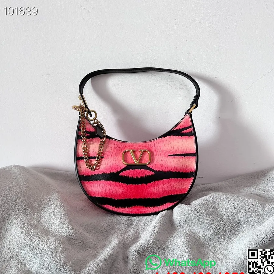 Bolso Hobo Con La Firma Vlogo De Valentino Garavani 20 Cm 22010 Piel De Becerro Granulada Colección Otoño/invierno 2022, Rosa