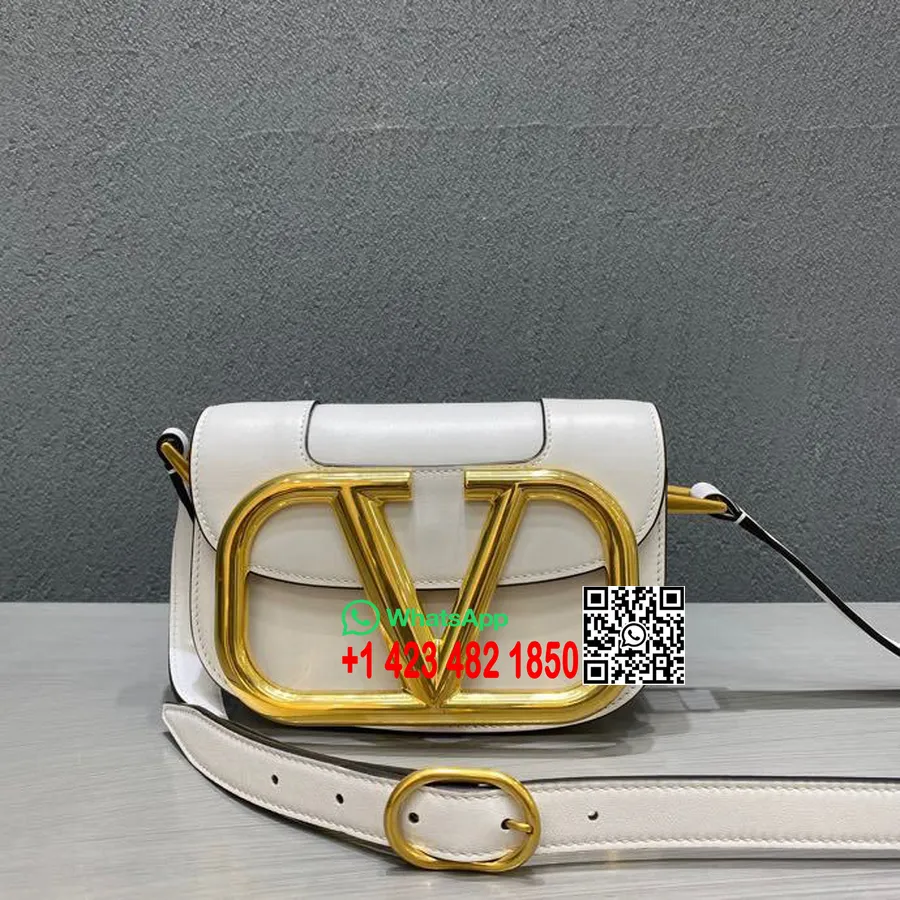 Valentino Supervee Crossbody Táska 18 Cm Borjúbőr 2020 Tavaszi/nyári Kollekció, Fehér