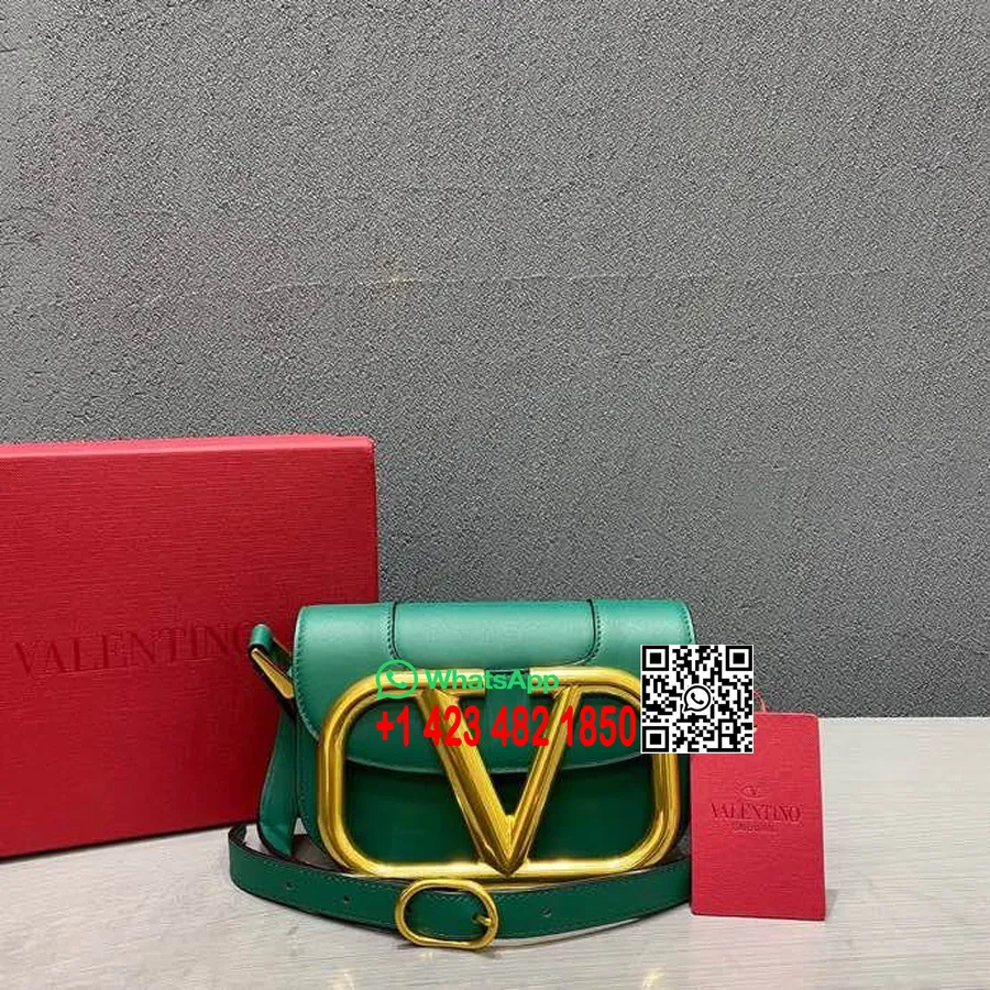 Valentino Supervee Crossbody Kabelka 18cm Telecí Kůže Kolekce Jaro/léto 2020, Zelená