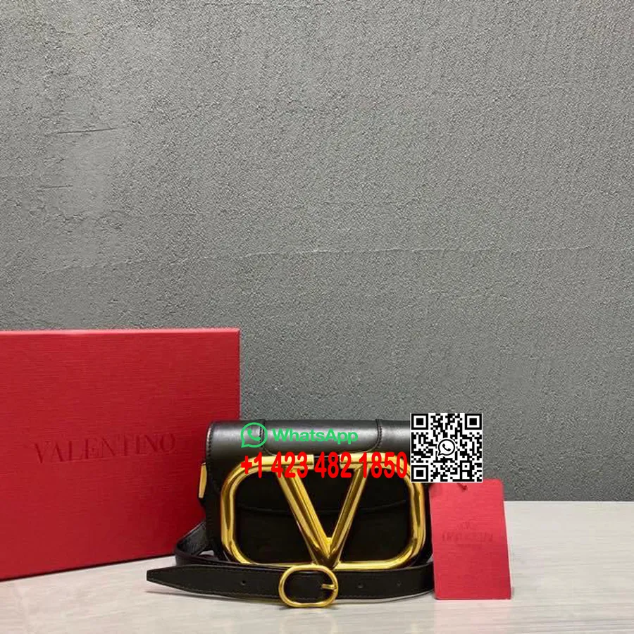 Valentino Supervee Crossbody Kott 18cm Vasikanahast Kevad/suvi 2020 Kollektsioon, Must