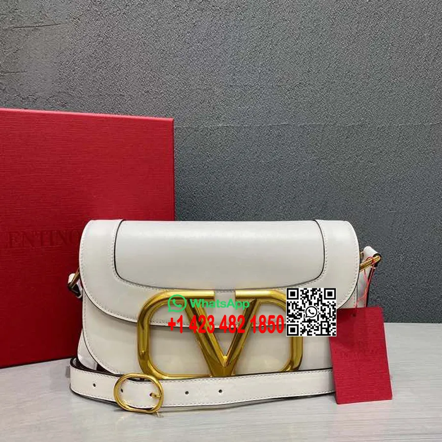 Valentino Sac Bandoulière Supervee 28cm Cuir De Veau Collection Printemps/été 2020, Blanc