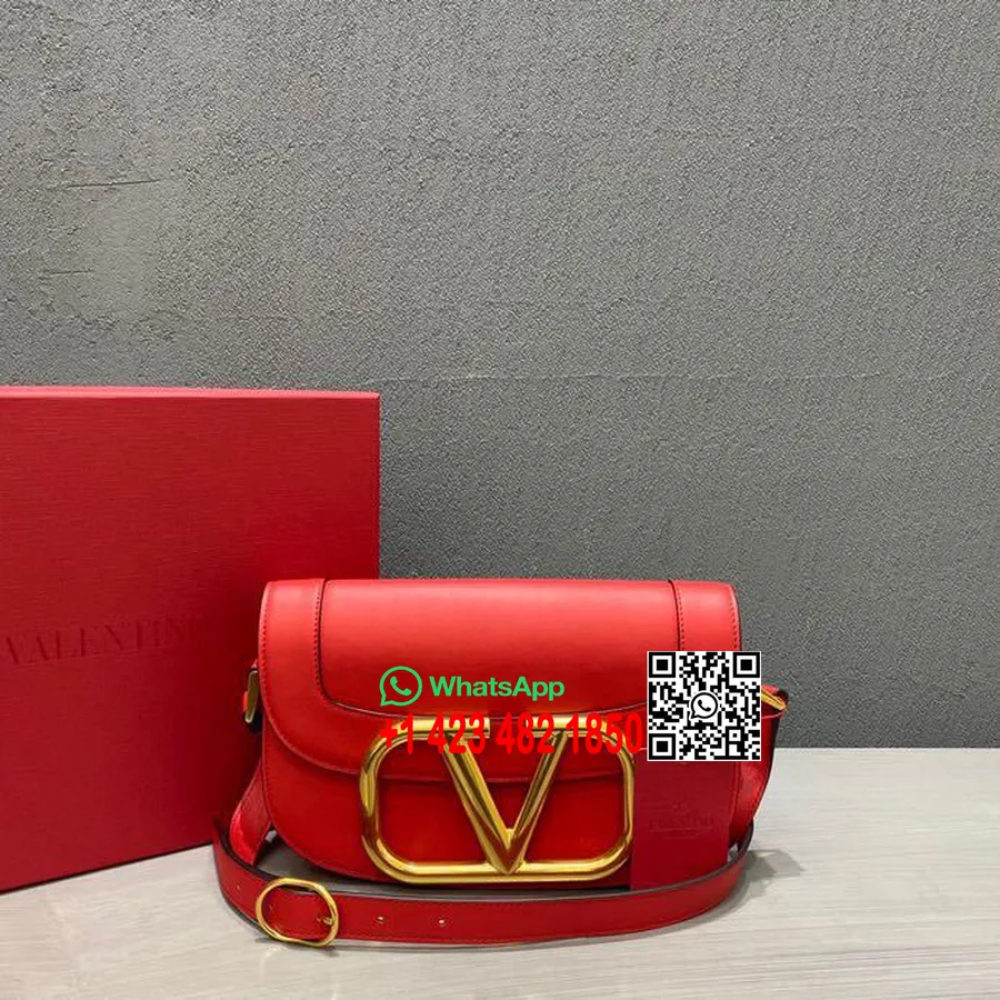 Bolsa Crossbody Valentino Supervee 28cm Couro De Bezerro Coleção Primavera/verão 2020, Vermelha