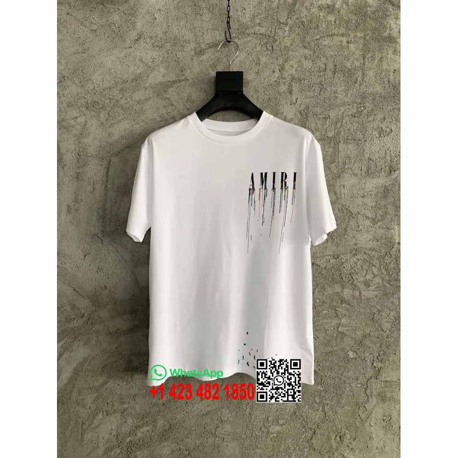 Camiseta Con Logo Amiri Goteo Core Colección Primavera/verano 2022, Blanco