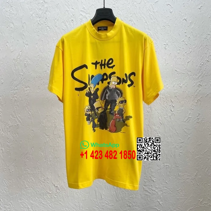 Balenciaga X Simpsons Anniversary Oversized Kortermet T-skjorte Høst/vinter 2021 Kolleksjon, Gul